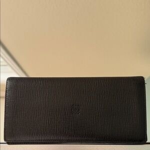 Black Loewe long wallet in textured leather with a debossed logo